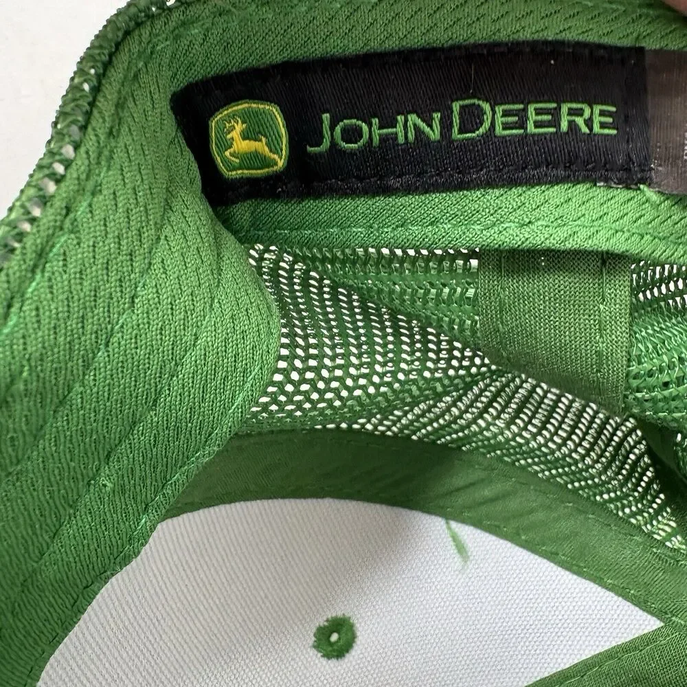 John Deere Hat Cap Adult‎ Trucker Mesh Adjustable Snapback Green Yellow Deer D3